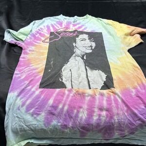 Selena Quintanilla Tie Dye Graphic T-Shirt Pastel Pink Blue Yellow Medium